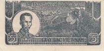 Vietnam 5 Dong - Ho Chi Minh - Two men and water buffaloes - 1948