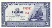 Vietnam del Sud 2 Dong,  Boat - River scene - 1955 - P.12 a