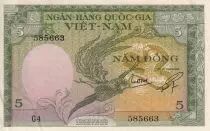 Vietnam del Sud 5 Dong - Bird - Agriculture - ND (1955) - Serial G4 - P.2