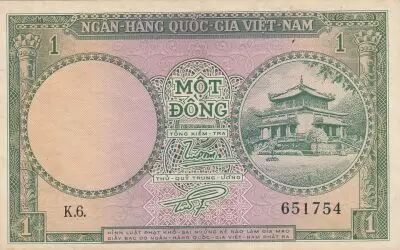 Vietnam del Sur 1 Dong - Temple of King H�ng - Museum - 1956 - Series K.6
