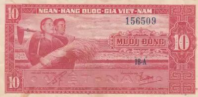 Vietnam del Sur 10 Dong - Farmers - L� V?n Duy?t Tomb - 1962 - Series 18-A