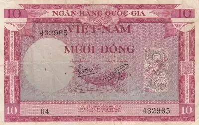 Vietnam del Sur 10 Dong - Fish - Junks - 1955 - Series 04