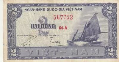 Vietnam del Sur 2 Dong - Boat - Country house - 1955 - Series 64-A
