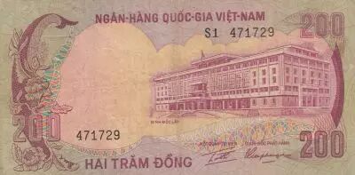Vietnam del Sur 200 Dong - Independence Palace - Deer - 1972 - Series S.1