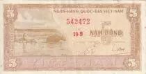 Vietnam del Sur 5 Dong - Buffalo - House - ND (1955) - Serial 10-B - P.13a
