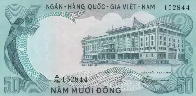 Vietnam del Sur 50 Dong - Independence Palace - Horses - 1972 - Series A/45