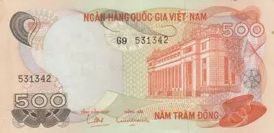 Vietnam del Sur 500 Dong - Bank building - Guilloches - 1970 - Series G.9