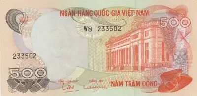 Vietnam del Sur 500 Dong - Bank building - Guilloches - 1970 - Series W.8