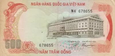 Vietnam del Sur 500 Dong - Independence Palace - Tiger - 1972 - Series N.4