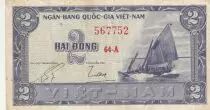 Vietnam du Sud 2 Dong - Bateau - Maison de campagne - 1955 - Série 64-A