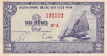 Vietnam du Sud 2 Dong - Bateau - Palmiers - ND (1955) - Série 37-A - P.12a