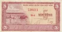 Vietnam du Sud 5 Dong - Riziculture - Hutte - 1955 - Série 34-A