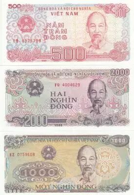 Vietnam Set of 3 banknotes  -  Ho Chi Minh - 1987-1991