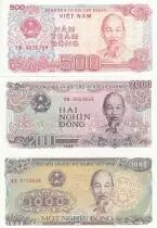 Vietnam Set of 3 banknotes  -  Ho Chi Minh - 1987-1991