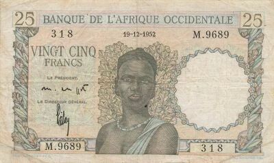 WEST AFRICA 25 Francs - 19-12-1952 - P.38