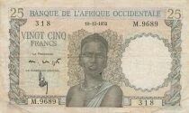 WEST AFRICA 25 Francs - 19-12-1952 - P.38