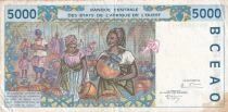 WEST AFRICA 5,000 francs - Woman - Market scene - ND (1992-2003) - Letter A (Ivory Coast)