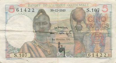 WEST AFRICA 5 Francs - 30-12-1949 - P.36