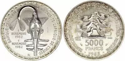 WEST AFRICA 5000 Francs, 20 e Anniversary of monetary union - 1982 - Essai