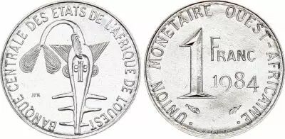 West AFrican States 1 Franc Ashanti Gold Weight - 1984