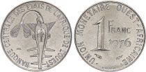 West AFrican States 1 Franc French West Africa - 1976