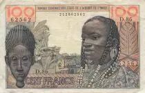 West AFrican States 100 Francs - Mask - 23-04-1959 - P.1