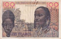 West AFrican States 100 Francs - Mask - 23-04-1959 - Serial X.81 - P.2a