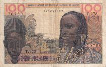 West AFrican States 100 Francs - Mask - ND (1959) - Serial T.278 - P.2b
