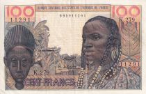 West AFrican States 100 Francs - Mask - ND(1959) - Serial K.279 - P.2b