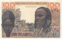 West AFrican States 100 Francs mask 1959 - Serial Y.278