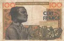 West AFrican States 100 Francs mask type 1959 - Serial L.273 - P.2b - F to VF