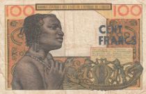 West AFrican States 100 Francs mask type 1959 - Serial S.275 - P.2b - F to VF