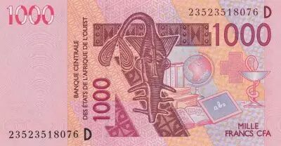 West AFrican States 1000 Francs -  Mask - Camels - 2023 - Letter D Mali