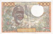 West AFrican States 1000 Francs - Man, woman - ND (1959-1965) - Letter A (Ivory Coast) - Serial E.203 - P.103An