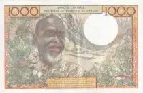 West AFrican States 1000 Francs - Man, woman - ND (1959-1965) - Letter A (Ivory Coast) - Serial E.203 - P.103An