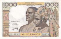 West AFrican States 1000 Francs - Man, woman - ND (1980) - Letter A (Ivory Coast) - Serial E.199 - P.103An