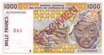 West AFrican States 1000 Francs - Woman - Letter A (Ivory Coast) - 1991 - P.111A - Specimen