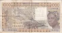 West AFrican States 1000 Francs - Woman - Letter K (Senegal) - 1985 - Serial N.012 - P.707Kf