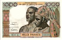 West AFrican States 1000 Francs, river 1961 - Ivory Coast - Serial B.44 A - P.103 Ac - XF
