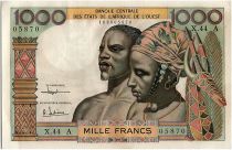 West AFrican States 1000 Francs, river 1961 - Ivory Coast - Serial X.44 A - P.103 Ac - AU