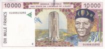 West AFrican States 10000 Francs - Bridge - 2001 - Letter C (Burkina Faso) - P.314Cj