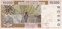 West AFrican States 10000 Francs - Headman - Bridge - 1998- K Sénégal -  F to VF - P.714Kh