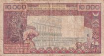 West AFrican States 10000 Francs - Spinning - ND (1989) - Serial R.024 - Letter A (Ivory Coast) - P.109Ag