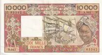 West AFrican States 10000 Francs - Spinning - ND (1989) - Serial S.041 - Letter A (Ivory Coast) - P.109Ai