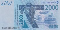 West AFrican States 2000 Francs - Mask - Fishs - 2023 - Letter D Mali