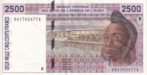 West AFrican States 2500 Francs - African - Village scene - ND (1994) - B (Benin) - P.212Bc