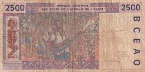 West AFrican States 2500 Francs - Woman - Village scene - ND (1992-1994) - Letter K (Senegal) - P.712K
