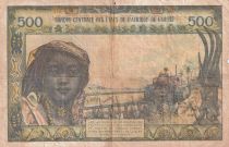 West AFrican States 500 Franc- Mask - ND (1959-1961) - Letter A (Ivory Coast) - Serial X.60 - P.702Kl