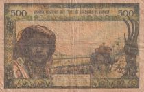 West AFrican States 500 Franc- Mask - ND (1959-1961) - Letter T (Togo) - Serial V.36 - P.802Ti