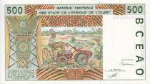 West AFrican States 500 Francs - Man, dam - Farmer - 1991 - Letter T (Togo) - P.810T.a